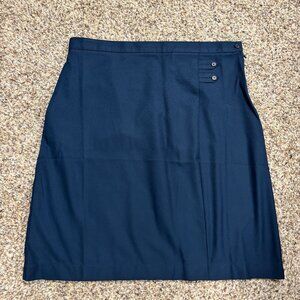 Lands End Navy Blue One Pleated Skirt - NWOT - Women's Size 14 - 2107